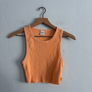 Aritzia Tna Orange Ribbed Cropped Tank Top